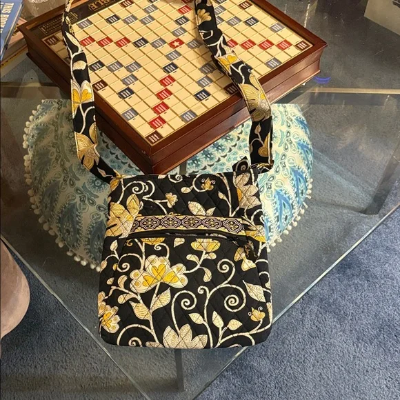 Vera Bradley Black and Yellow Floral Crossbody Bag - Picture 1 of 5